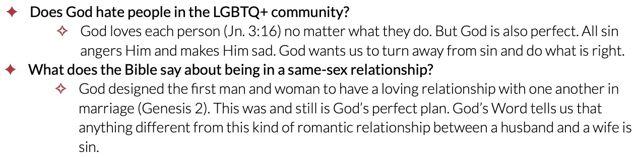 LifwWise Academy says LGBTQIA+ is a sin and same sex marriage is a sin.
